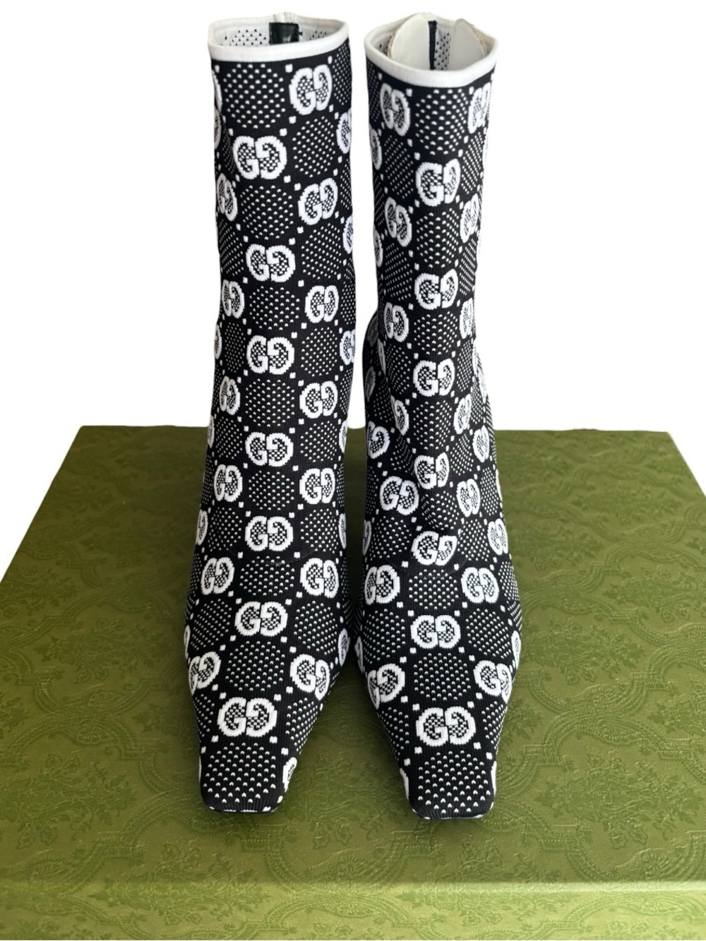 Gucci Technical GG Logo Jersey Knit Heeled Boots - Picture 5 of 11